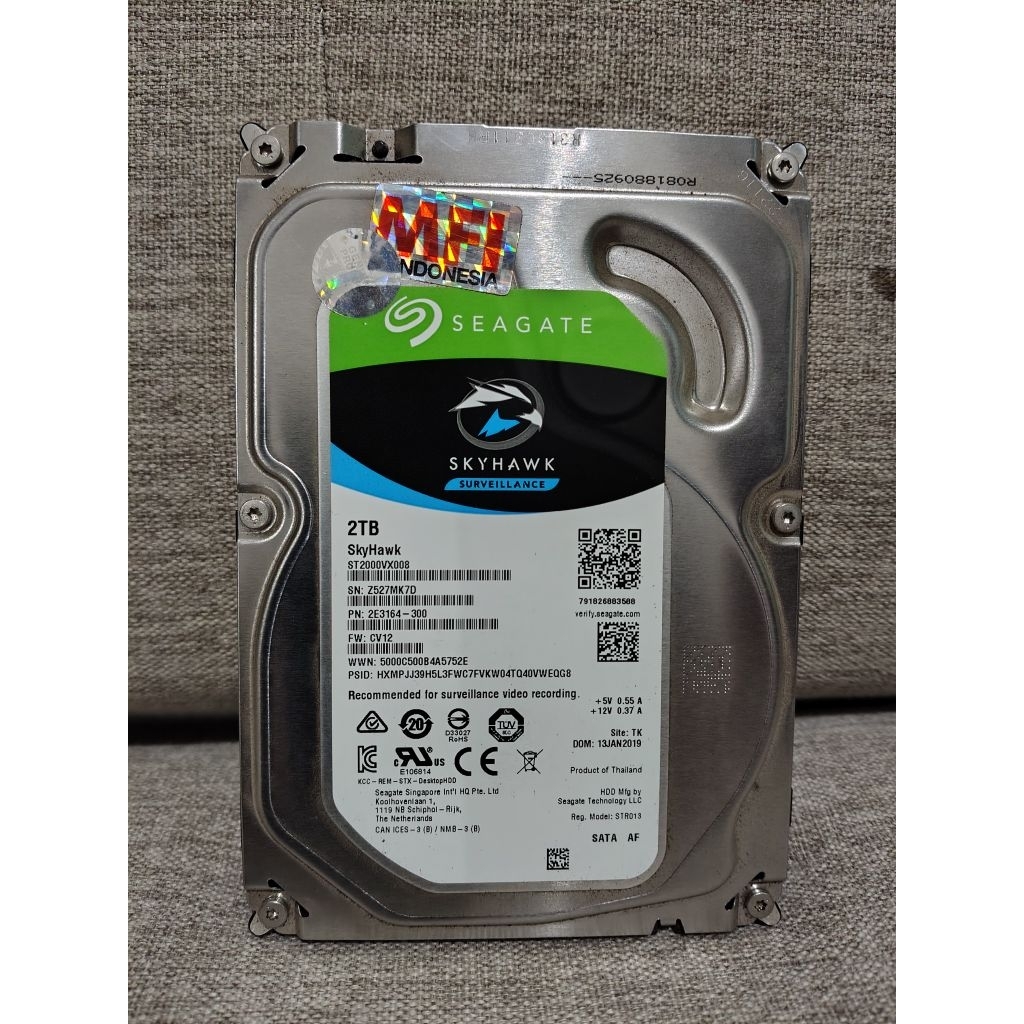 Harddisk Seagate Skyhawk 2TB MFI bekas CCTV