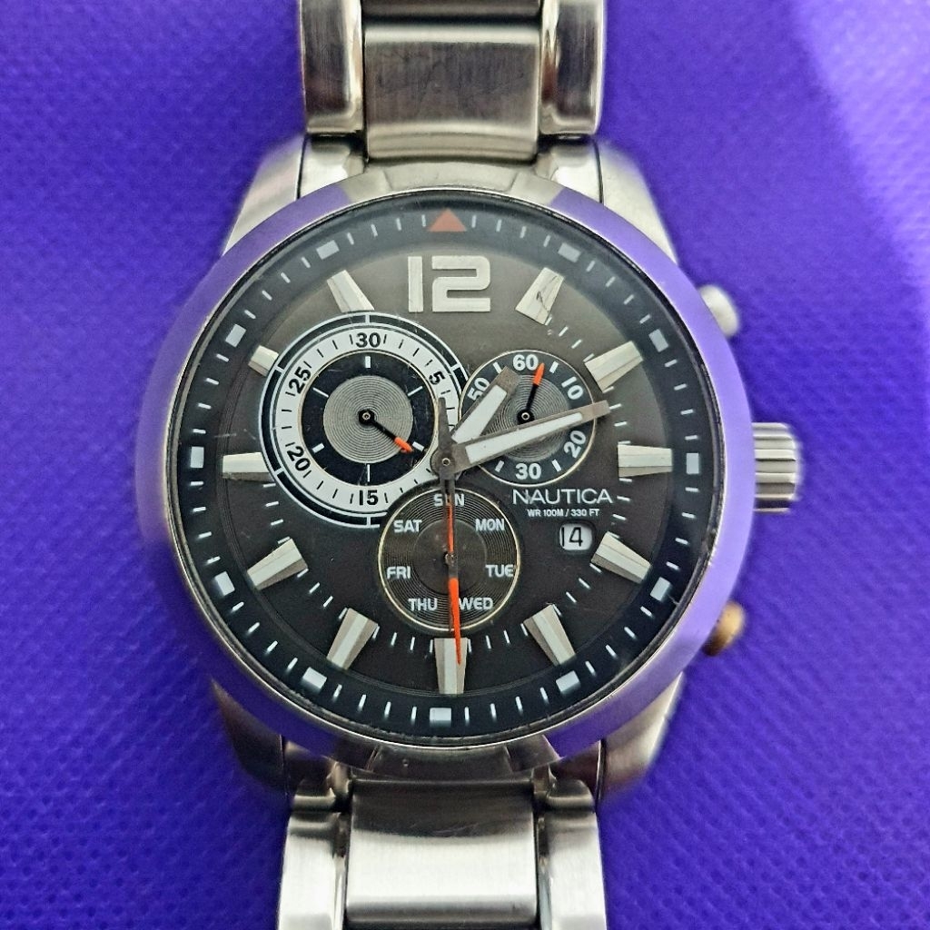 jam tangan second nautica cronograph
