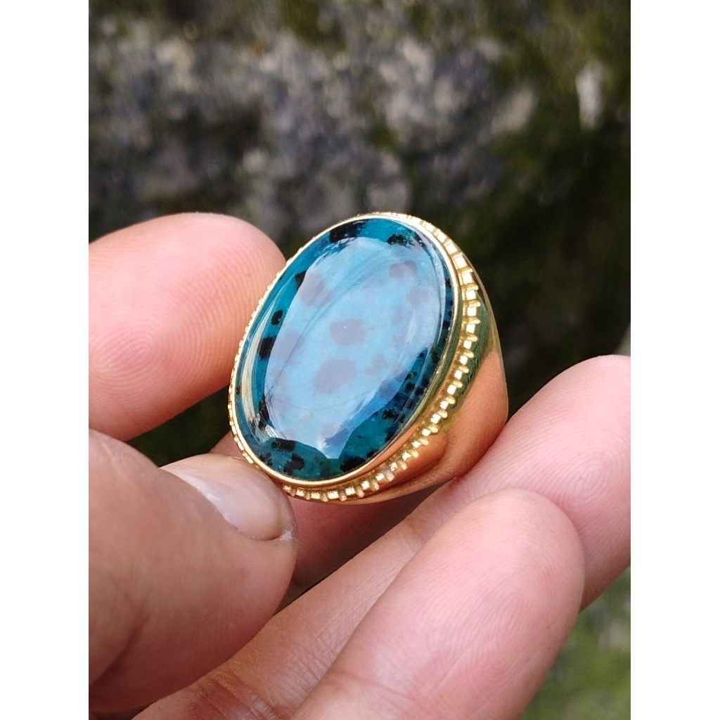 cincin batu bacan doko totol super keristal asli