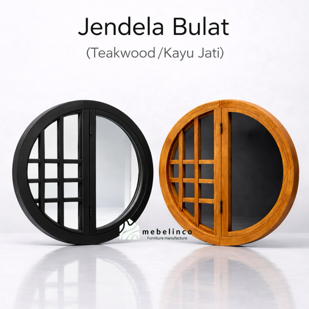 Kusen Jendela Bulat Putar Kayu Jati -Kusen Jendela Bulat   - round window diameter 50 -120 cm - JB3
