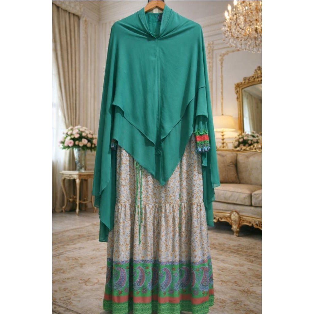 Gamis by Mustbe Hijab set Khimar by Family scraft