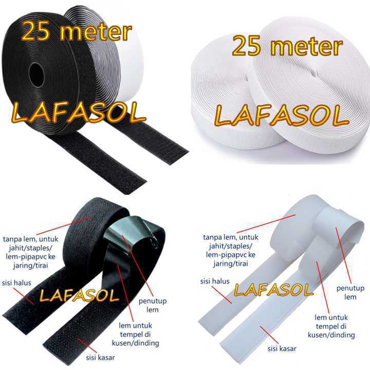 Grosir 25m Velkro Tempel Jahit/Jepit Lis/Sangkutan Gorden Tirai Kasa Kawat Nyamuk Fiberglass hordeng