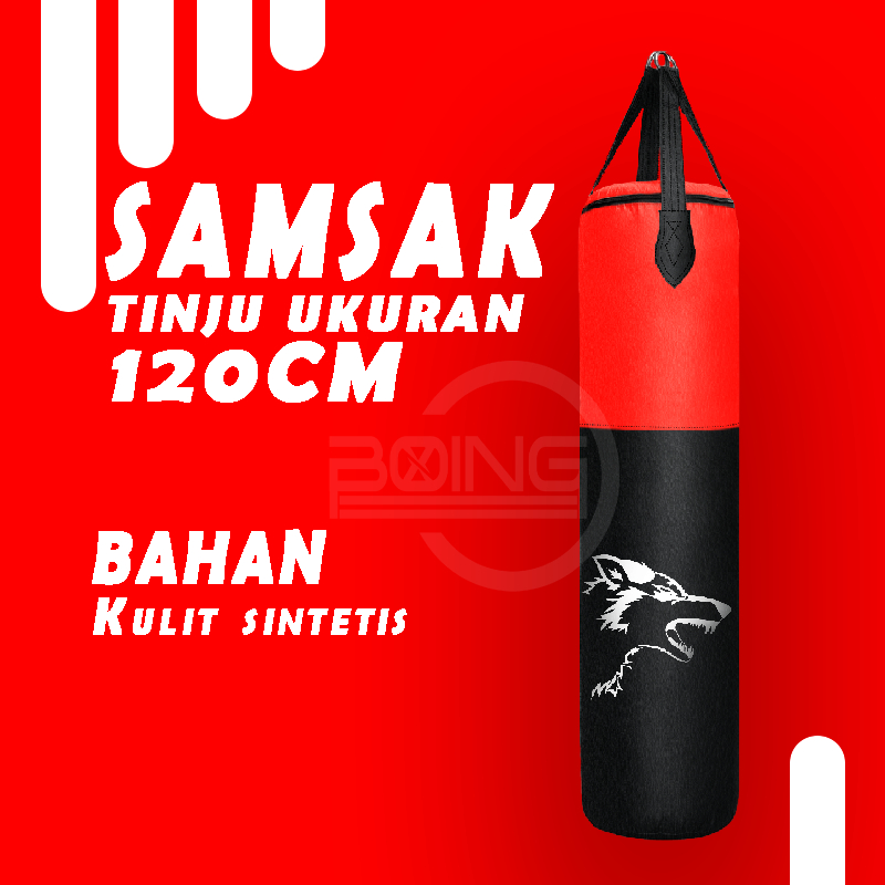 Samsak tinju ukuran 100cm samsak kulit sintetis bahan kulit sintetis