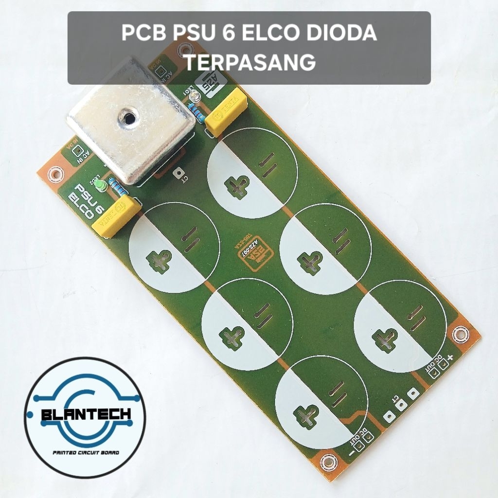 PCB Power Supply 6 Elco Plus Dioda Kiprok Sisir atau Dioda Kotak 35A PSU 6 Elco Plus Komponen