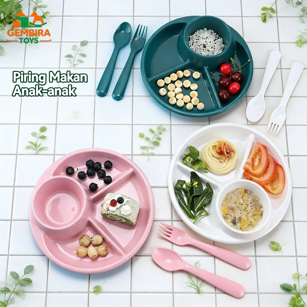GEMBIRA TOYS Piring Makan Anak Set Plat Pemotongan Makanan Ringan Peralatan Makan Bayi Jepang Piring