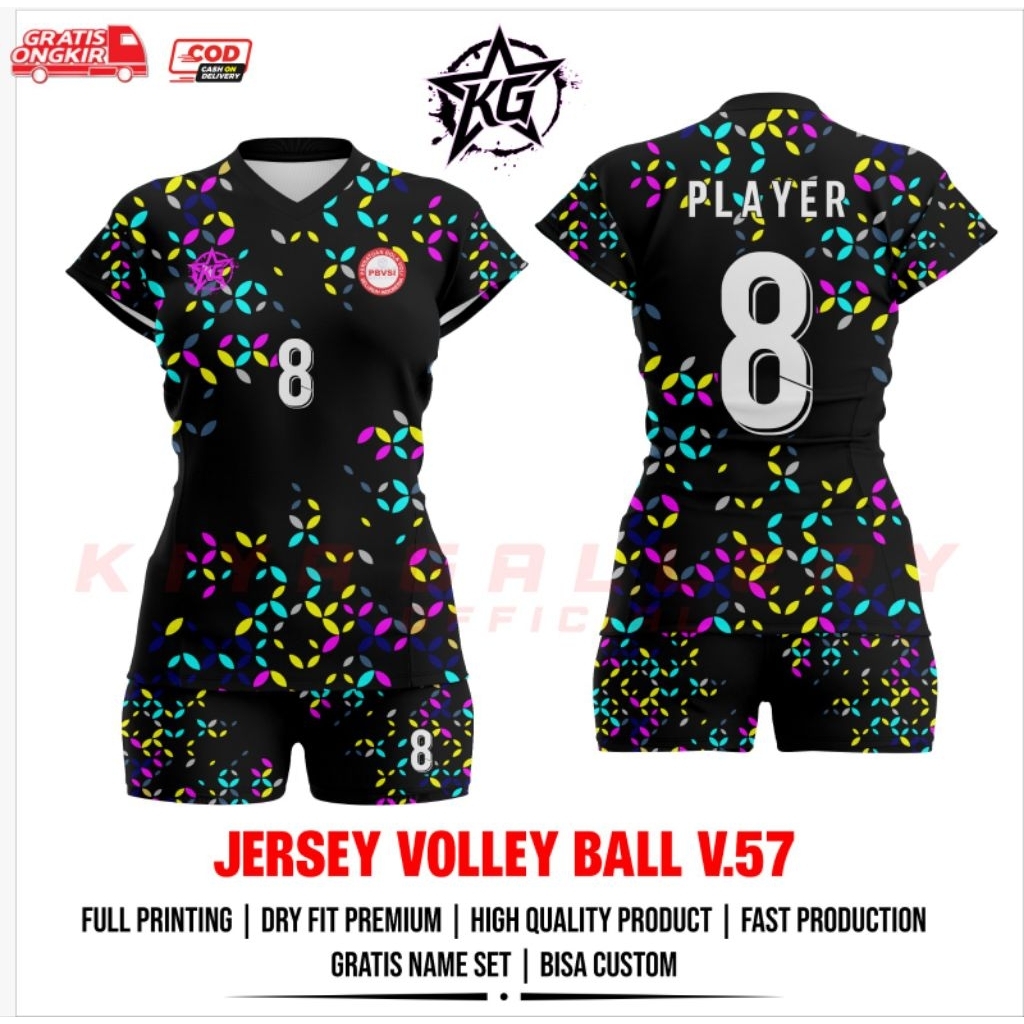 JERSEY BAJU VOLI WANITA V.57 FULL PRINTING GRATIS NAMA DAN NOMOR