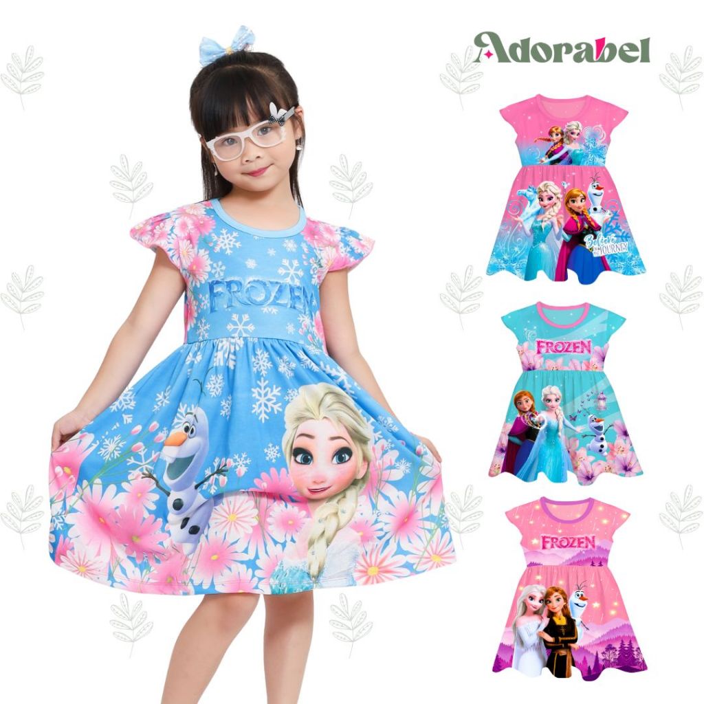 Daster Anak Perempuan Gambar Kartun Frozen Usia 3-8 Tahun
