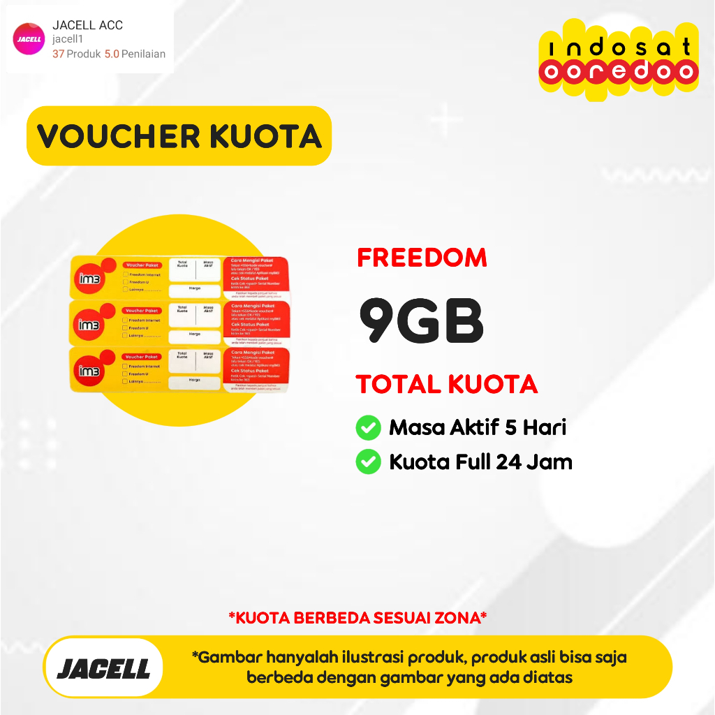 VOUCHER KUOTA INDOSAT FREEDOM 9GB 5 HARI