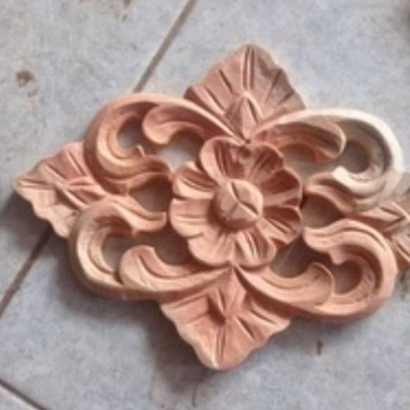 Ukiran Dekorasi lemari dan kabinet ukir tempel motif bunga kayu mahoni