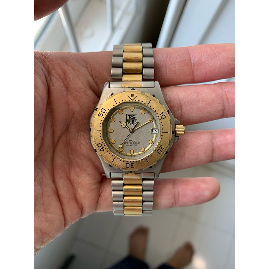Tag heuer 3000 Professional Diver Ref. 934.213 two tone silver - gold mulus like new , jam tangan vi