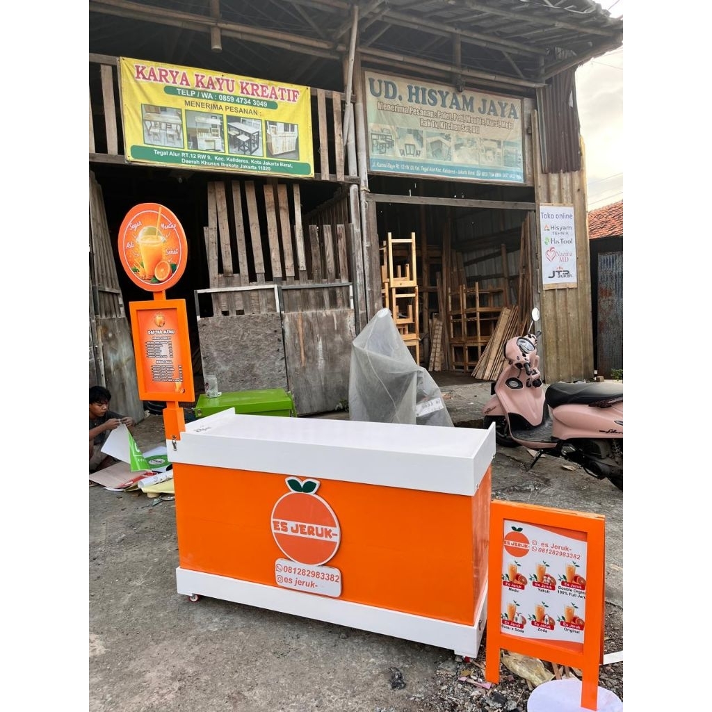 booth portable model koper / gerobak es jeruk
