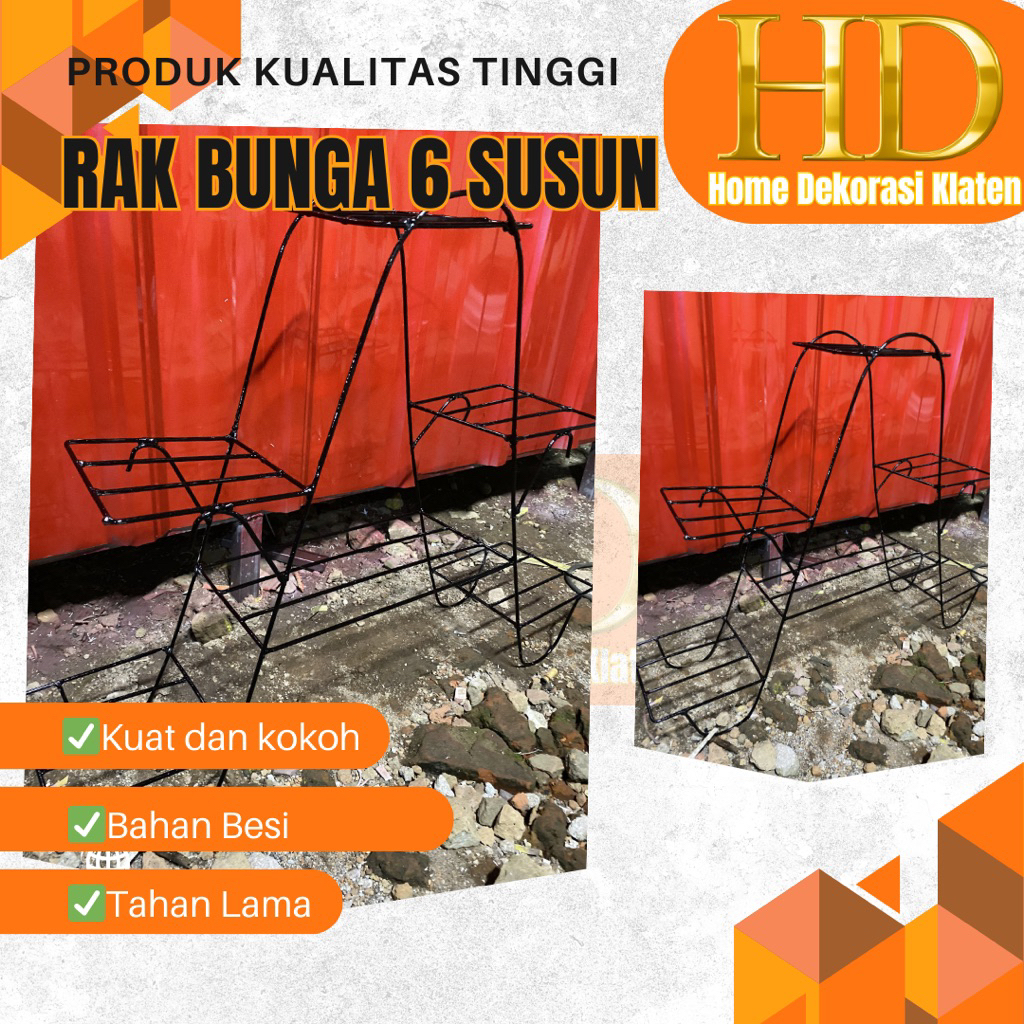 Rak bunga besi 6 susun minimalis Murah