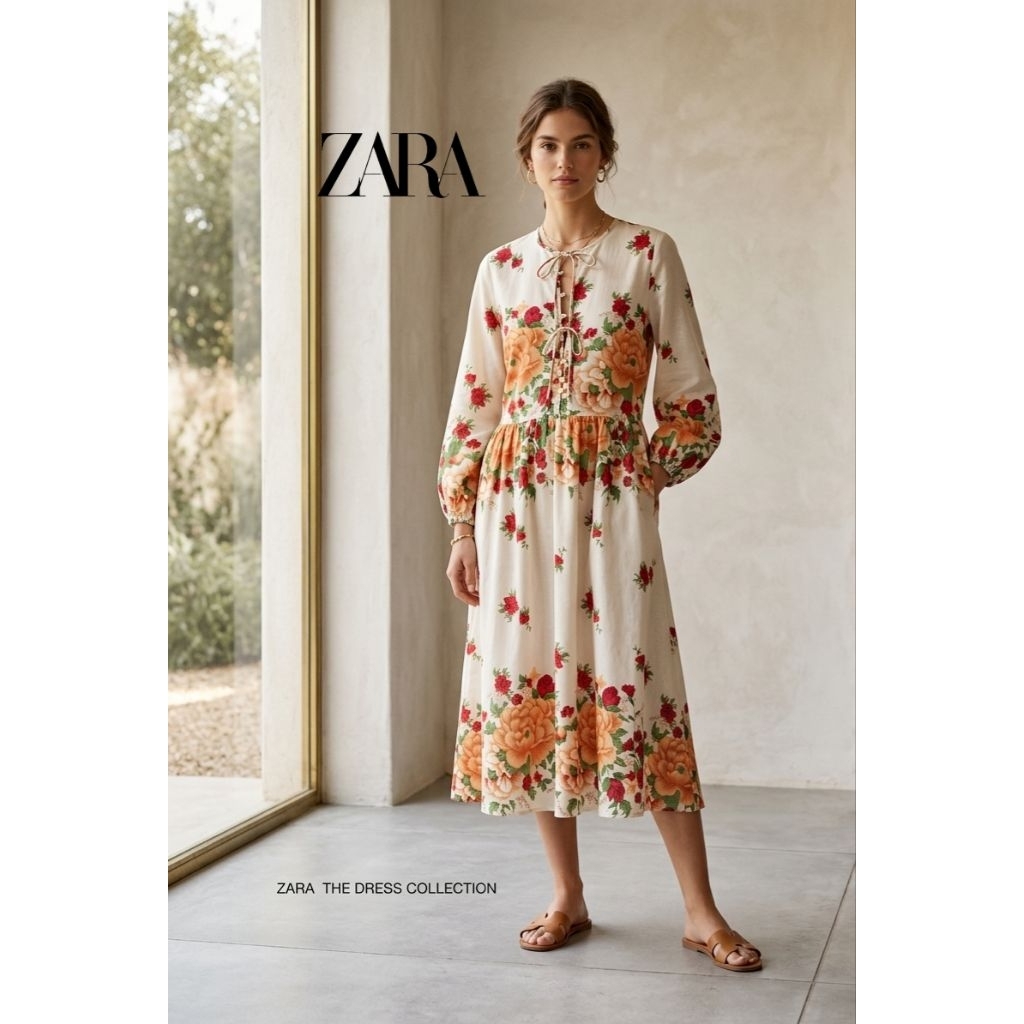ZARA PRINTED MIDI DRESS PREMIUM COLLECTION