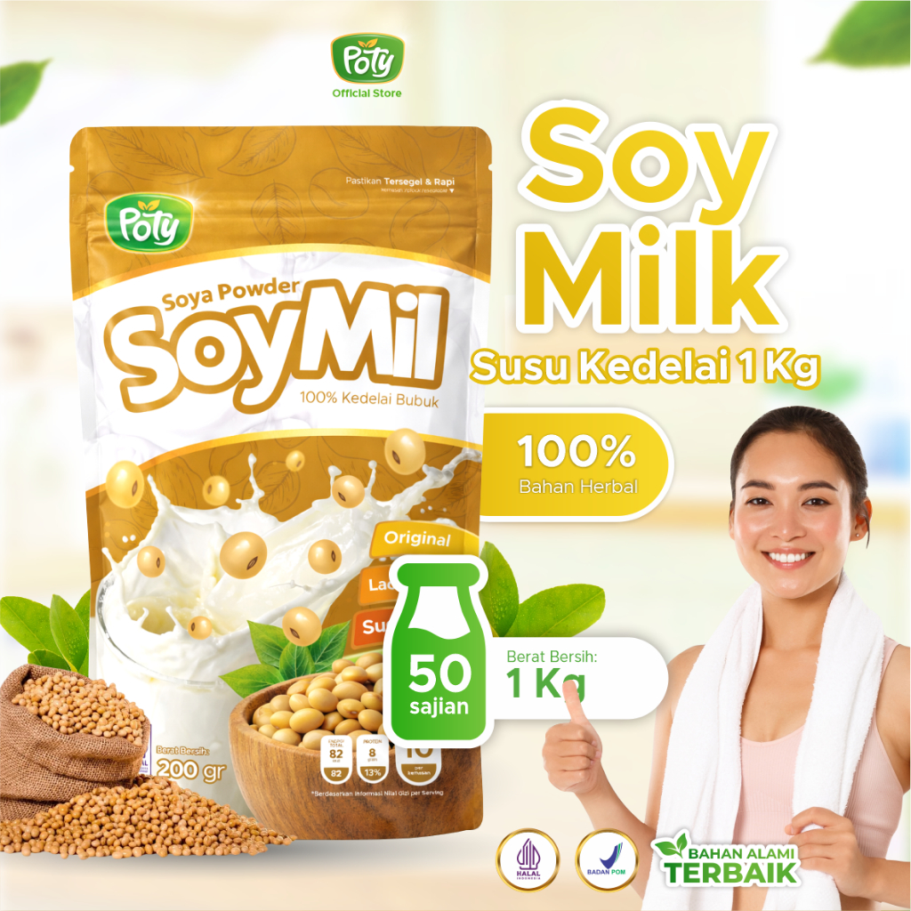 Soya Soy Bean Milk Powder Susu Kacang Kedelai Kedele Bubuk Murni Tanpa Gula Tinggi Protein Nabati