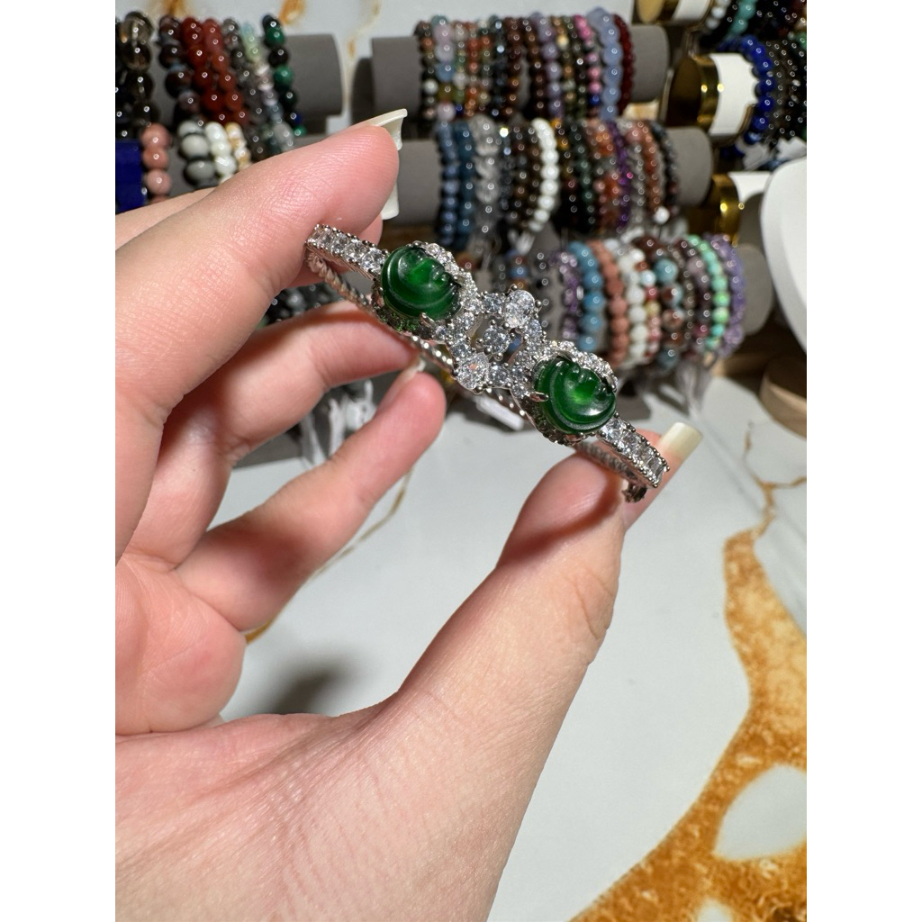 Gelang Giok Green Imperial Ruyi