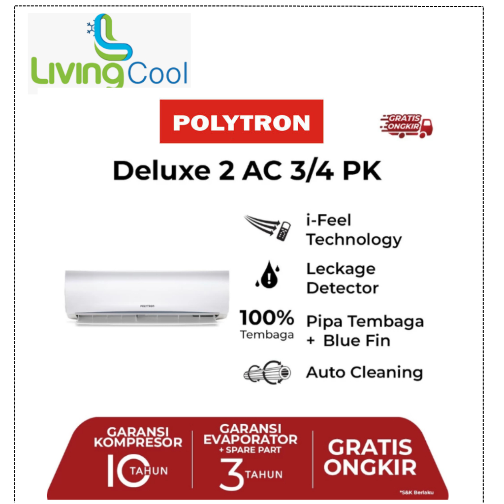 POLYTRON AC Deluxe 3/4 PK PAC 07VH FREE Purwakarta KARAWANG CIKARANG BEKASI JAKARTA