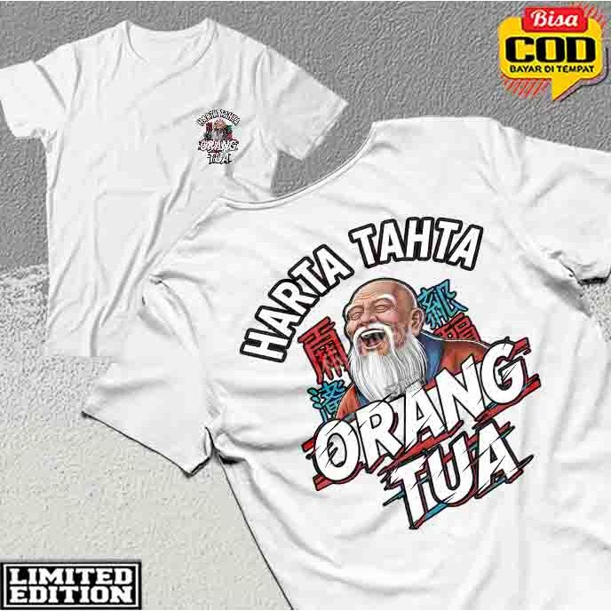Baju Kaos Plesetan HARTA TAHTA ORANG TUA / kaos lucu / kaos aneh nyeleneh unik kocak pria dewasa