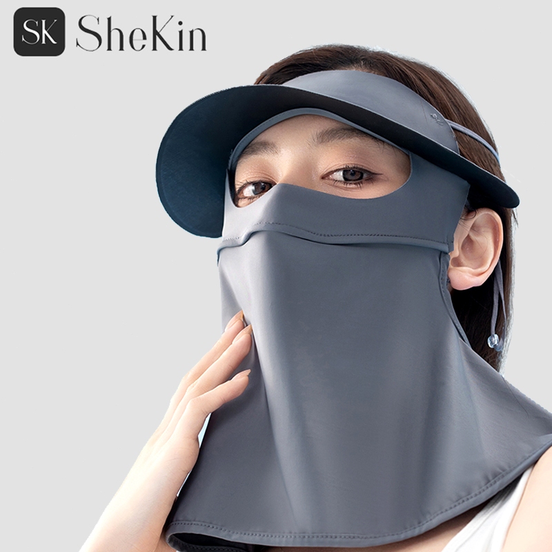 SheKin Masker Wajah Tabir Surya Wanita, Masker Tabir Surya Wajah Penuh Perlindungan UV 2-in-1