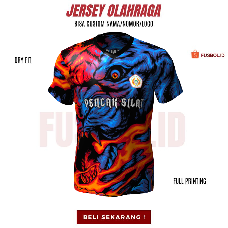 Kaos Jersey Pencak Silat Jersey Beladiri Motif Harimau Api Bisa Custom - 532