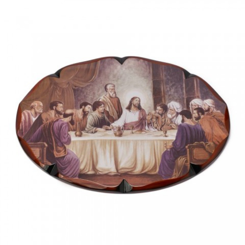 Hiasan Dinding Kayu Oval Jumbo - Perjamuan Kudus