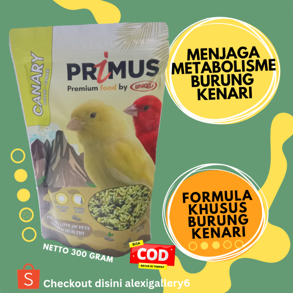 Makanan/pakan kenari PRIMUS kwalitas import 300 gram top produk