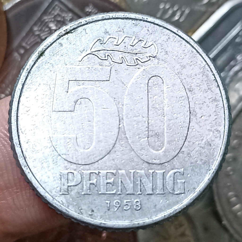 Koin Kuno Jerman Timur 50 Pfennig Tahun 1958