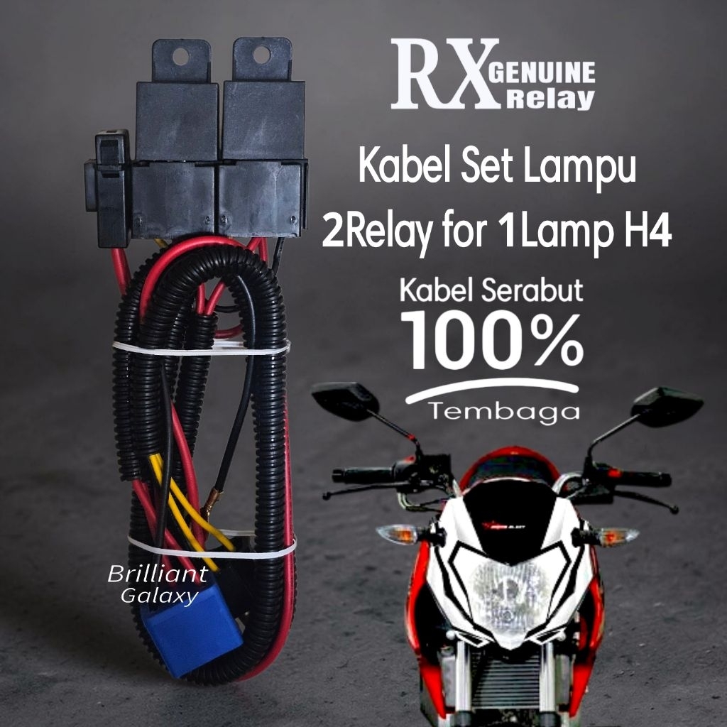 Kabel Set Relay Lampu - 2 Relay 1 Lampu - Khusus Motor Pemakai H4