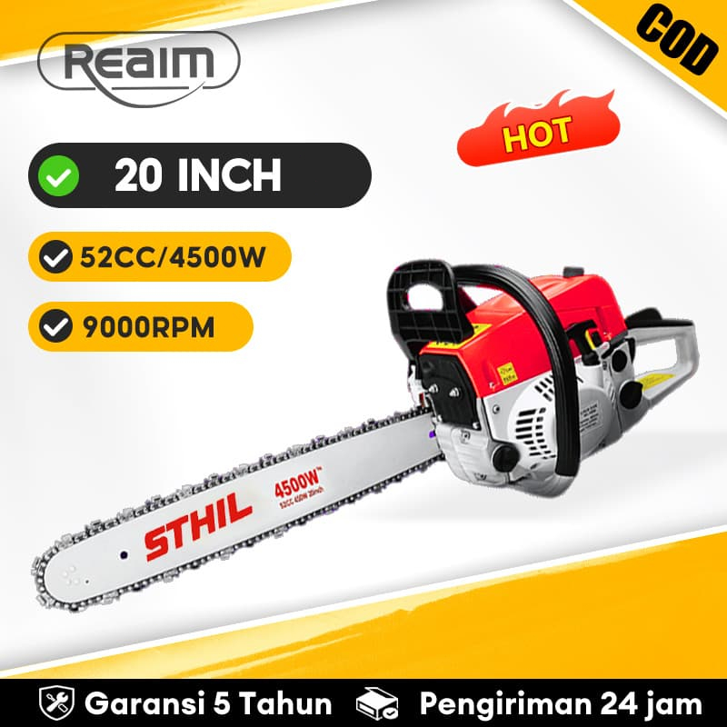 Reaim Sinso Senso 58CC 22" Chainsaw 4.5kw Mesin Potong Kayu Chainsaw 2Tak Untuk /Gergaji Mesin/Mesin