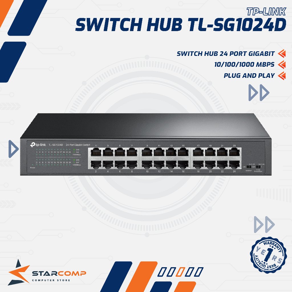 SWITCH HUB TP-LINK 24 PORT SG1024D GIGABIT