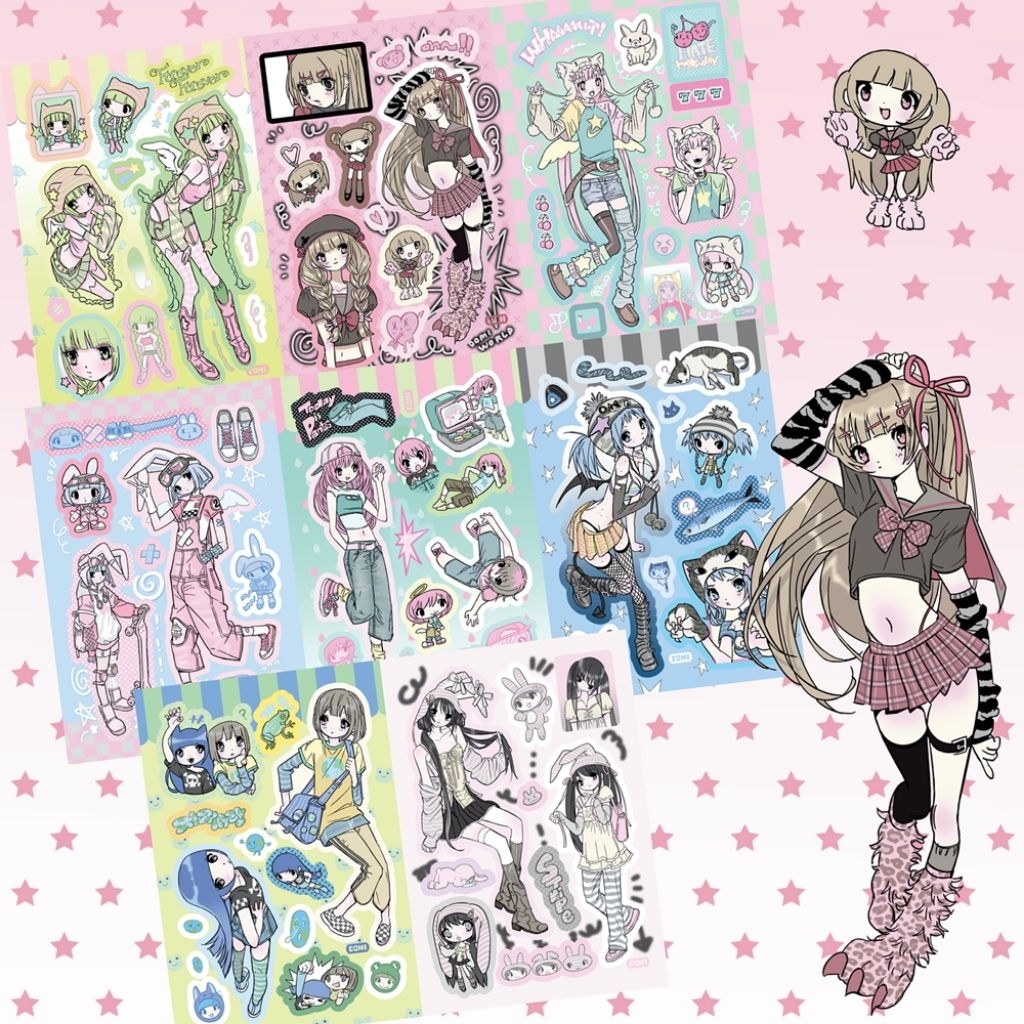 [WindHeart] Domiii sticker sheet korean y2k softie girl characters sticker deco sticker journal (1 L