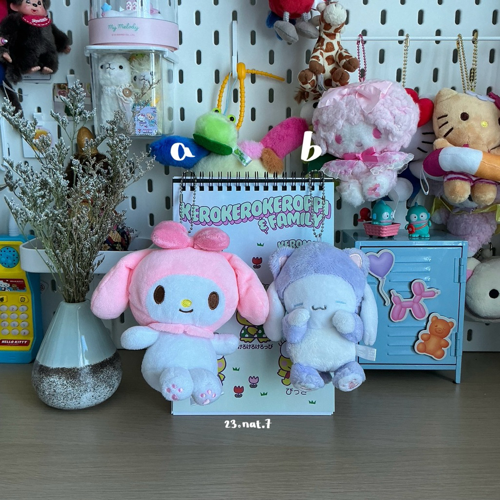 *Japan Exclusive* Original Cinnamoroll Neko Mascot & My Melody Plush Carabiner Pouch Ganci Keychain