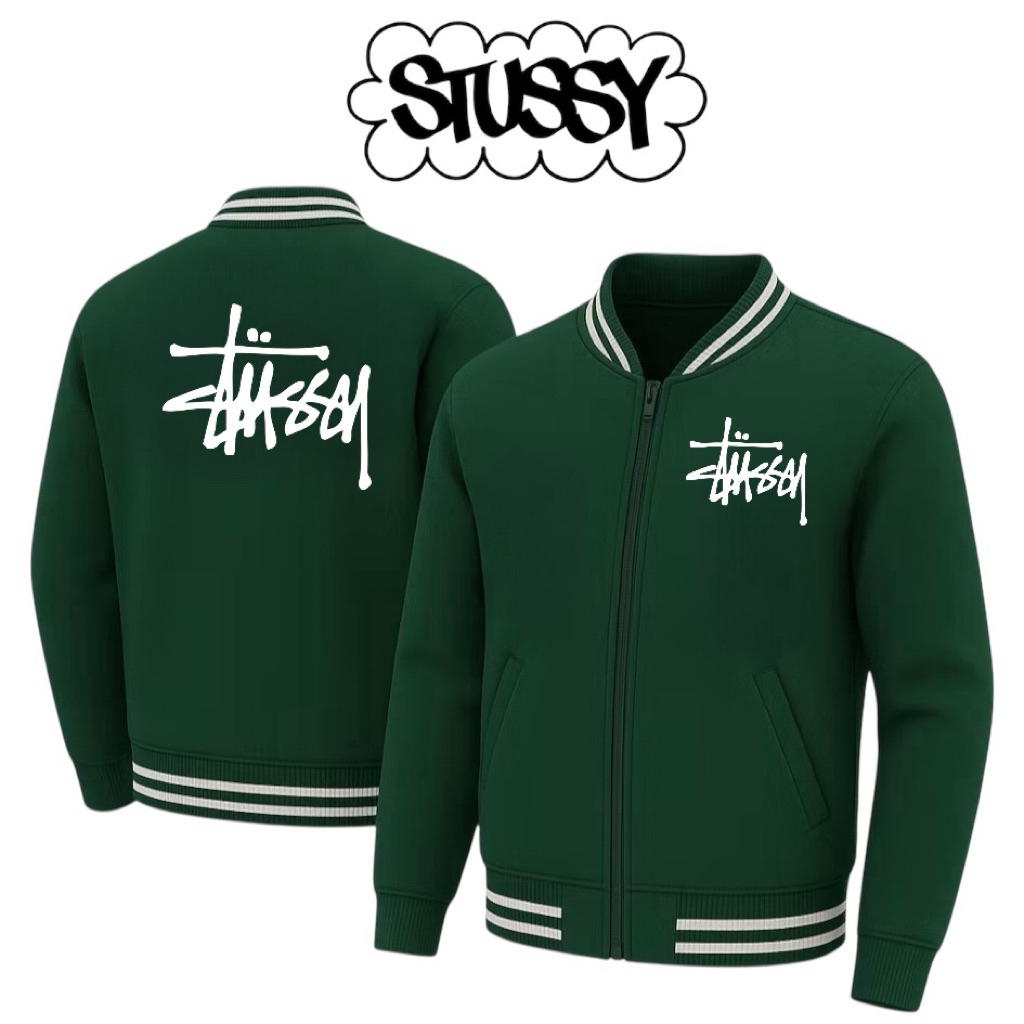 Jaket Hoodie Varsity Sablon Stussy / Jaket Varsity Polos