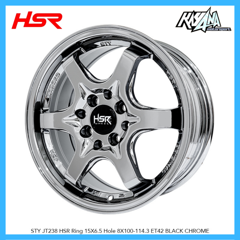 Velg Mobil Black Chrome R15 HSR Untuk Avanza, Mobilio, Jazz, Yaris Velg Type TE37 R15 HSR STY Lebar 