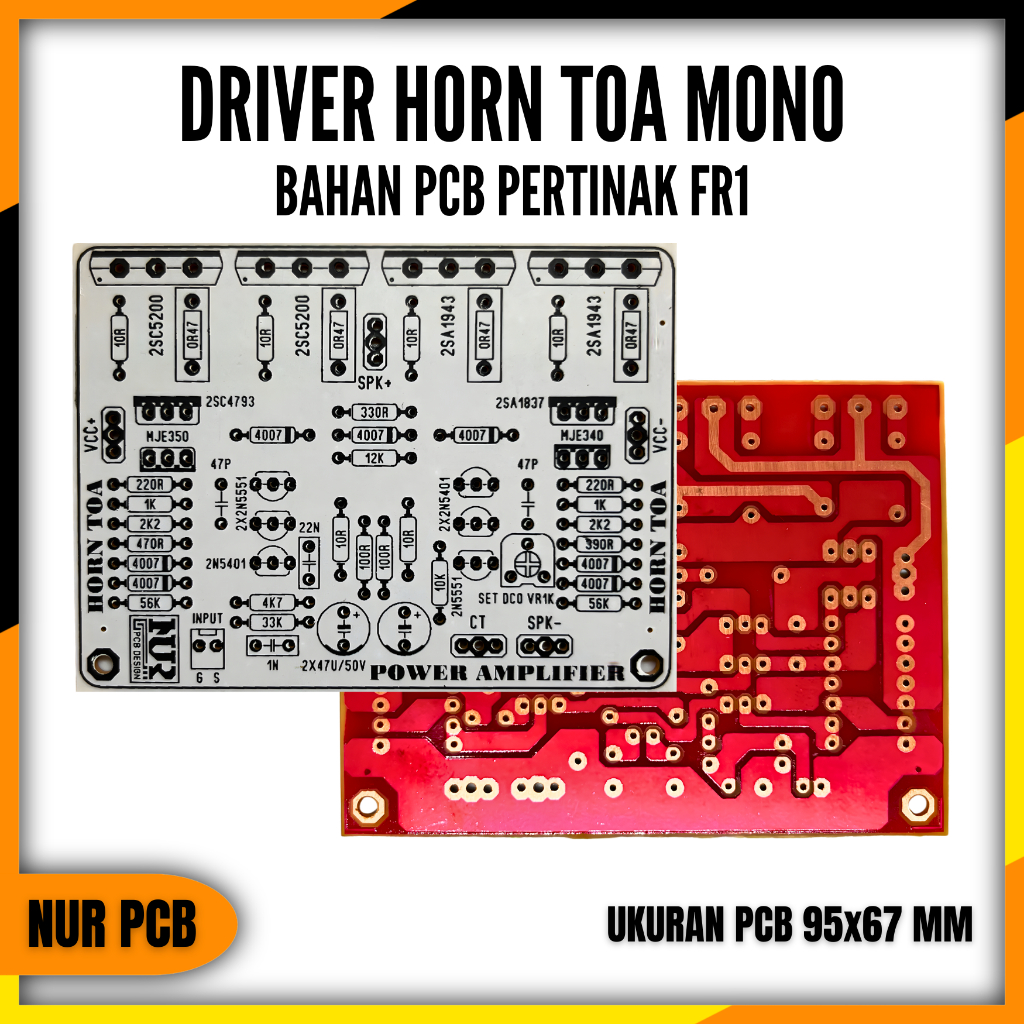 PCB Driver Horn TOA Corong 32-45VAC Amplifier TOA 8 Speaker 9.5x6.7cm PA-038