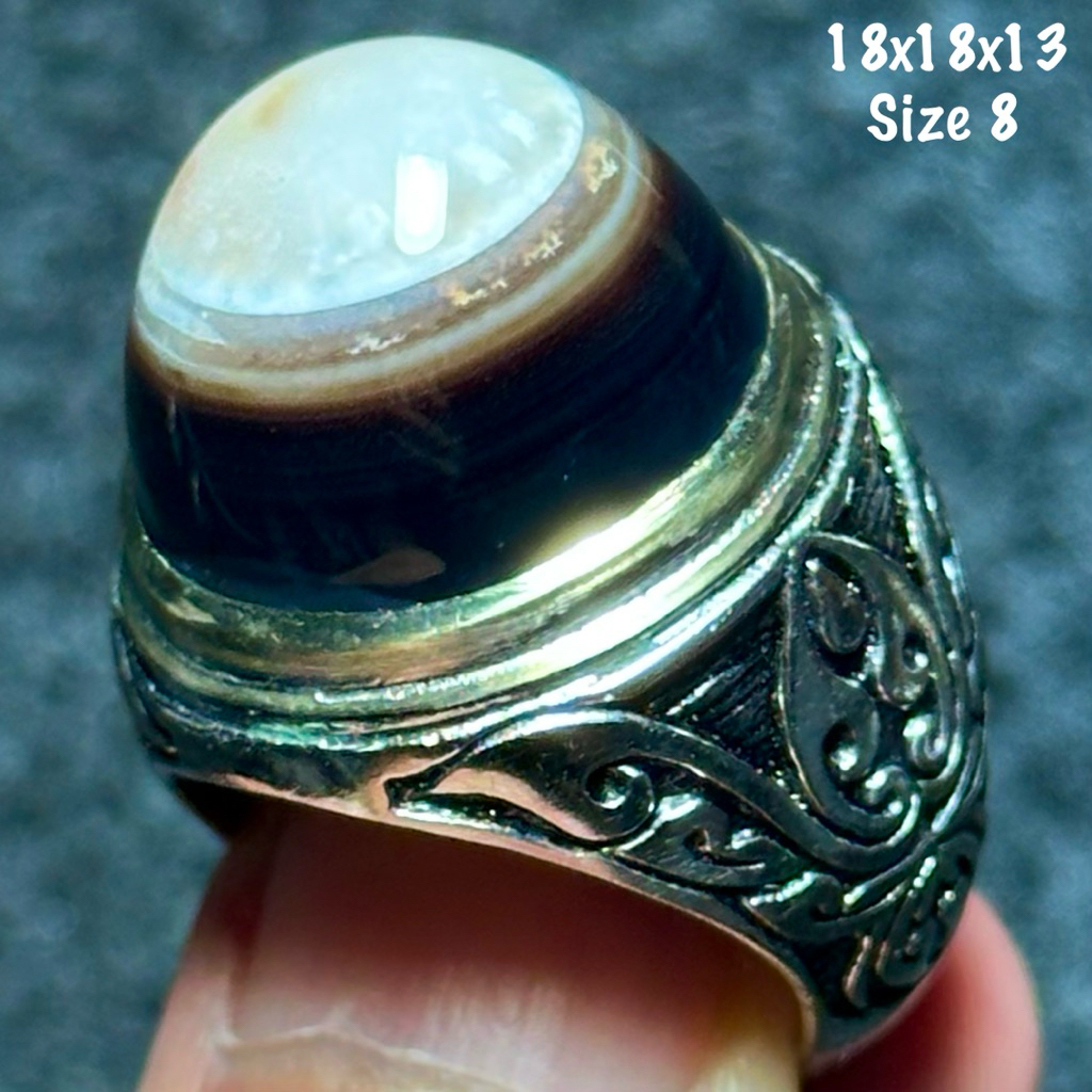 Cincin Batu Akik Natural Yaman Puser Mata (asli alam)