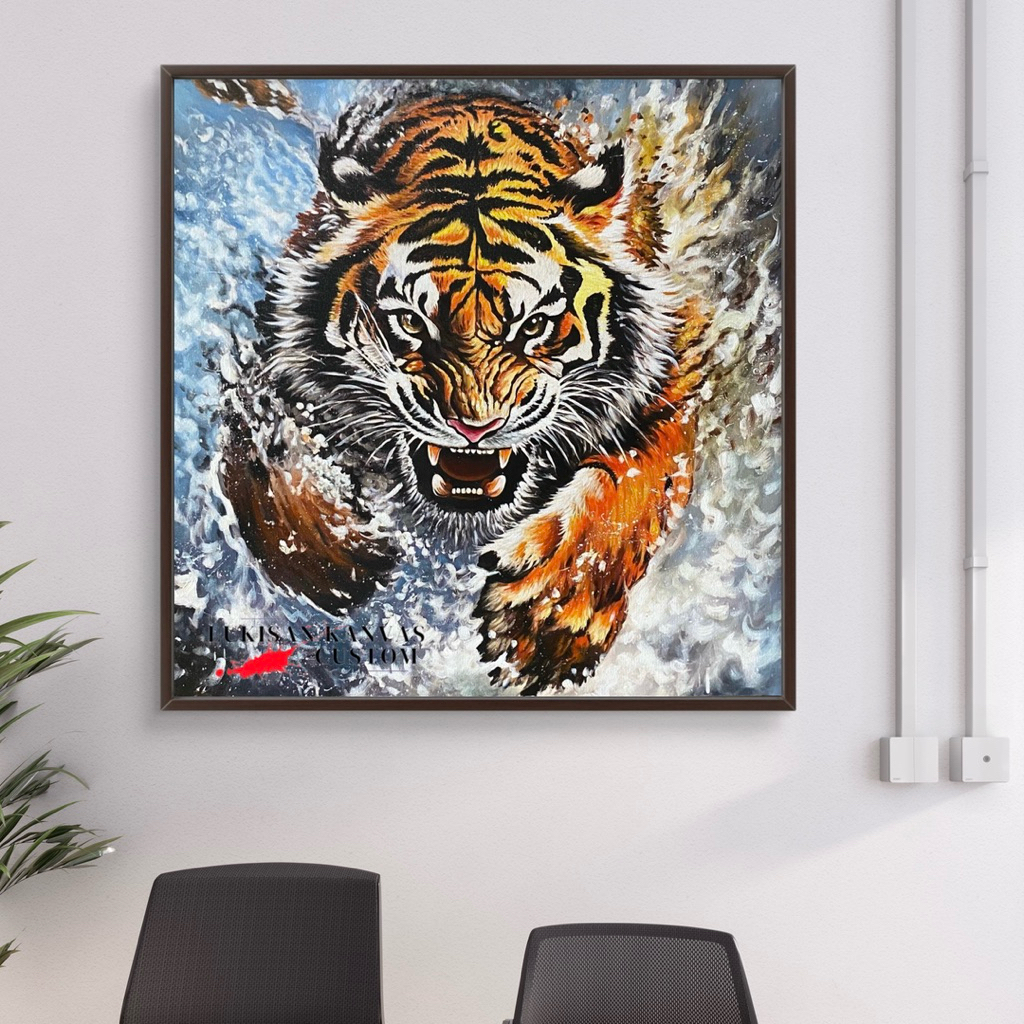 LUKISAN HARIMAU HIASAN DINDING RUANG TAMU AESTHETIC