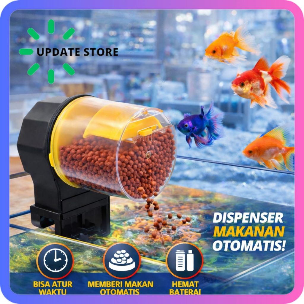 Automatic Fish Feeder Aquarium Dispenser Pakan Ikan Otomatis