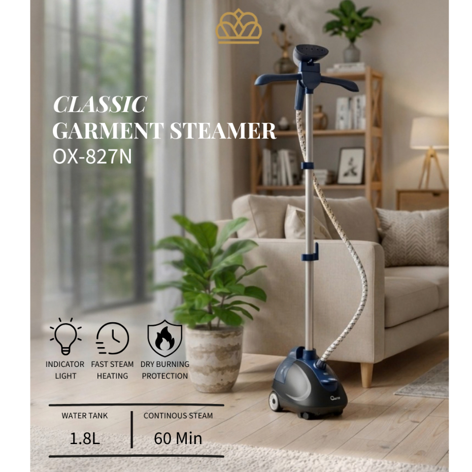 Oxone OX827N Classic Garment Steamer OX-827 Kapasitas 1.8L Setrika Uap Berdiri
