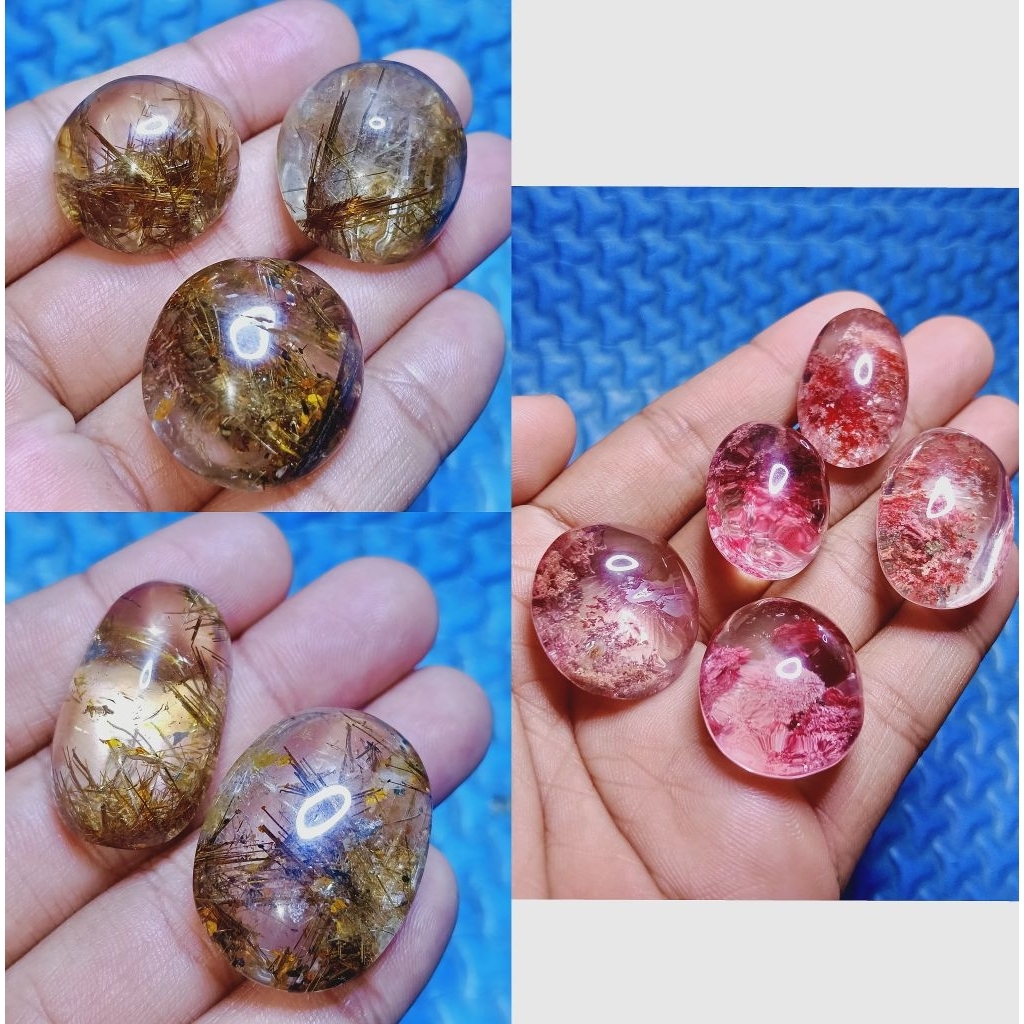 natural batu kecubung cendana serat emas / kecubung karang [asli alam]