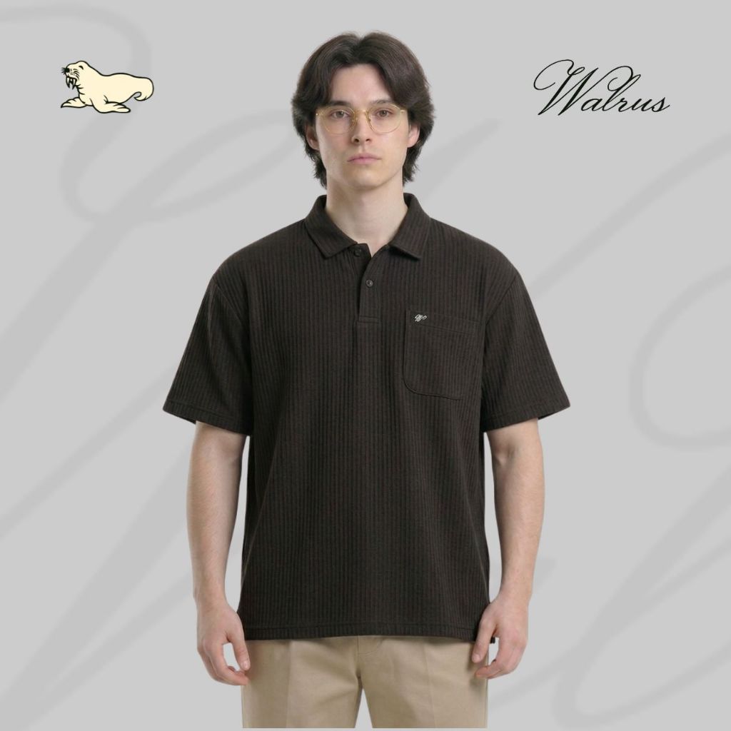 WALRUS Polo Oversize Knit Premium Deep Espresso Lengan Pendek G10121A