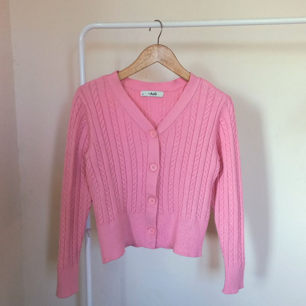 Cardigan The AtG Full Kepang Kutub tiramisu soft pink