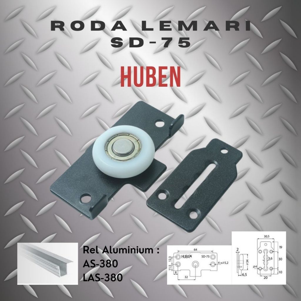 HUBEN Roda Lemari Sliding Roda Pintu Lemari SD 75