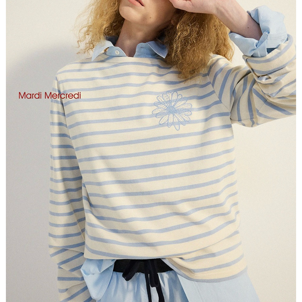 (READY STOCK) Mardi Mercredi Les Petits : Tshirt Long Sleeve Stripe