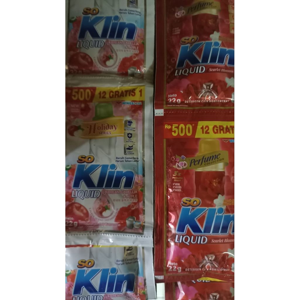 so klin cair liquid 1 dus, so klin 20 ml isi 130 sachet Rp500,00