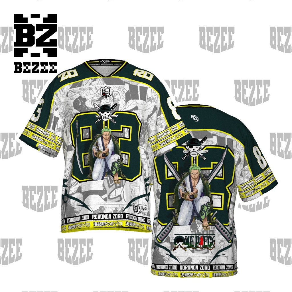 BEZZE JERSEY ZORO ANIME ONE PIECE 83 Kaos Anime Anak Dewasa Full Printing Milano Vintage Korea