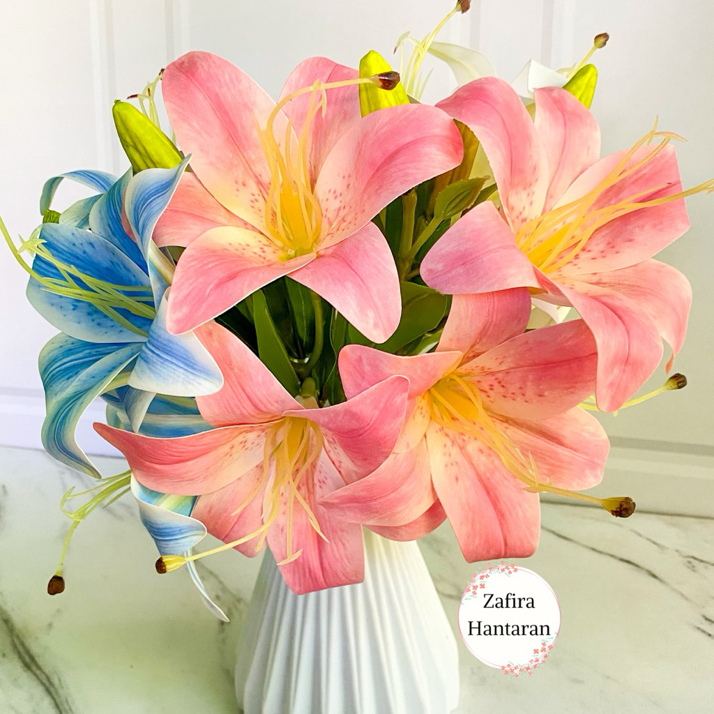 (2 Bunga Latex) Lily Premium latex 2 Bunga/Bunga buket Lily Latex
