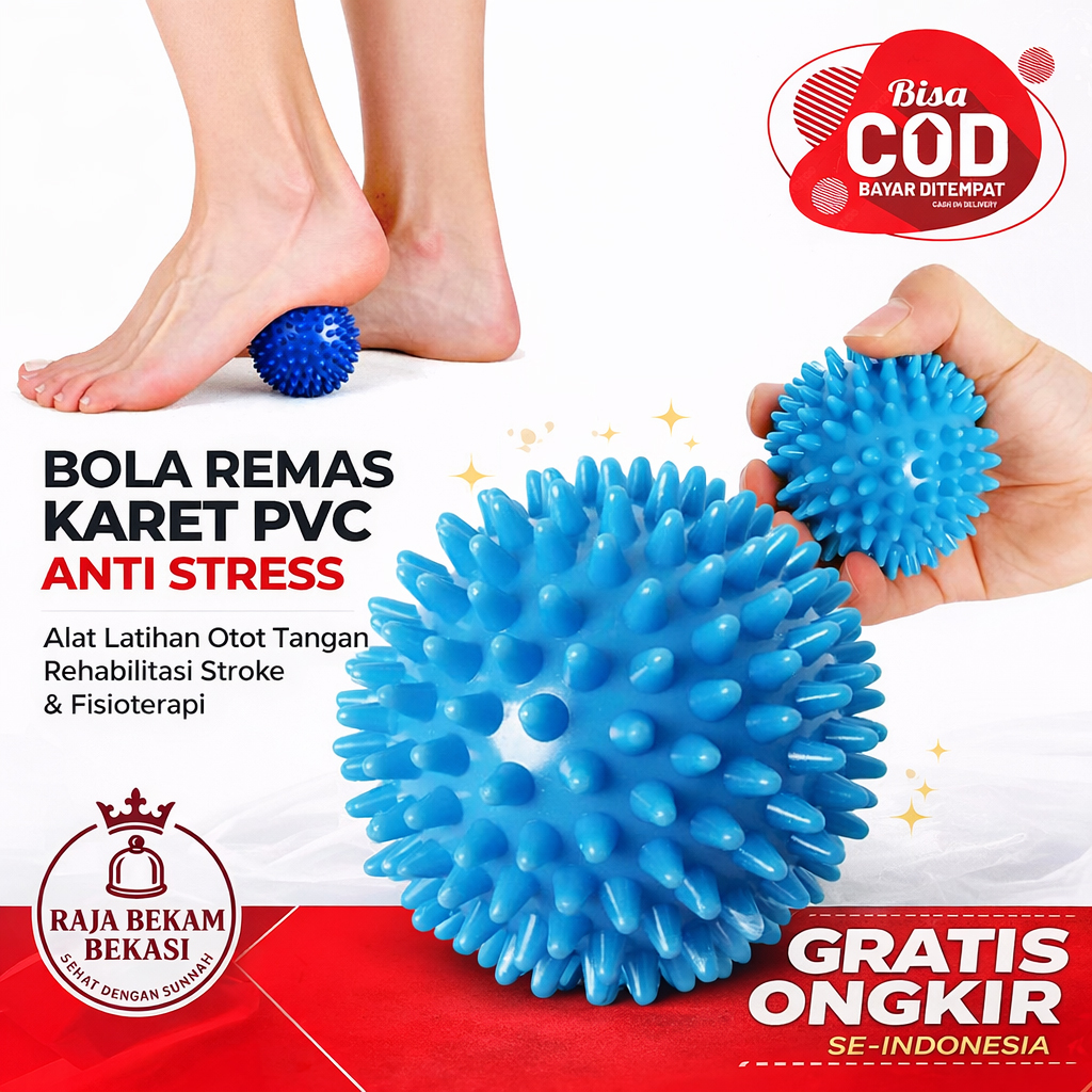 Bola Remas Karet PVC Anti Stress – Alat Latihan Otot Tangan Rehabilitasi Stroke & Fisioterapi
