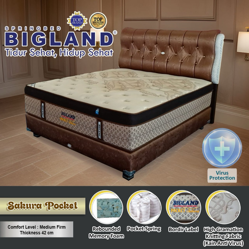 Sisa Pembayaran Springbed Bigland Sakura Pocket Full Set Ori 180 x 200