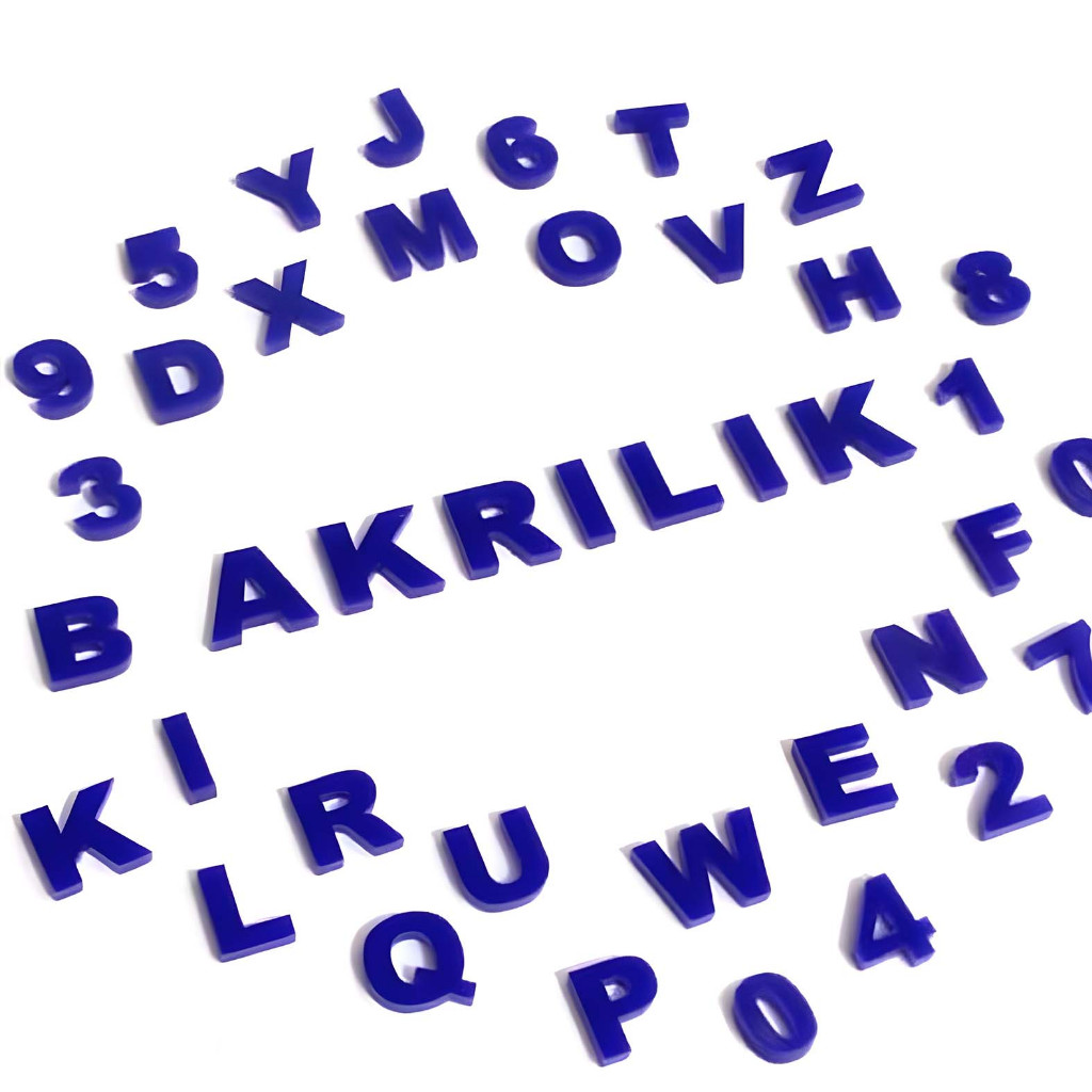 Huruf Akrilik Biru Tua 2 mm Custom | Angka Akrilik | Huruf Abjad Akrilik Biru Tua| Huruf Alfabet
