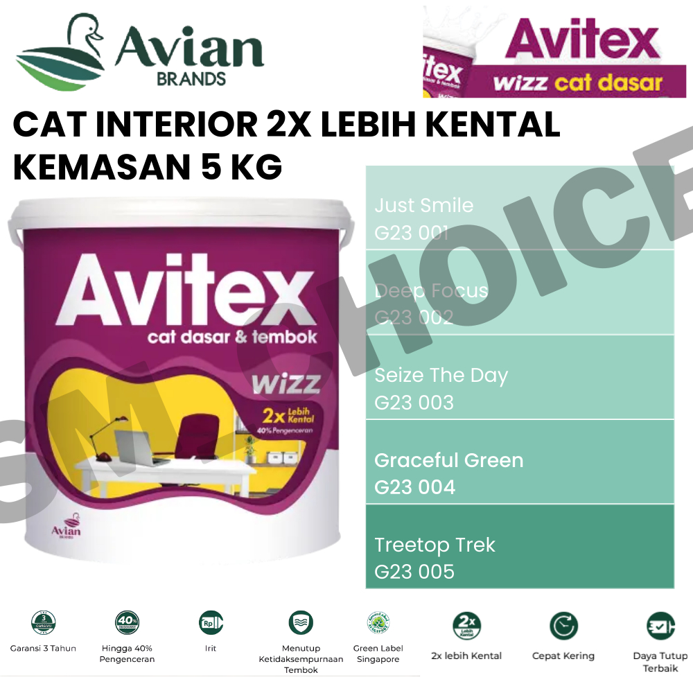 AVIAN AVITEX WIZZ 5KG CAT TEMBOK 5KG TOSCA / CYAN / TEAL / HIJAU 5KG CAT TEMBOK WIZZ